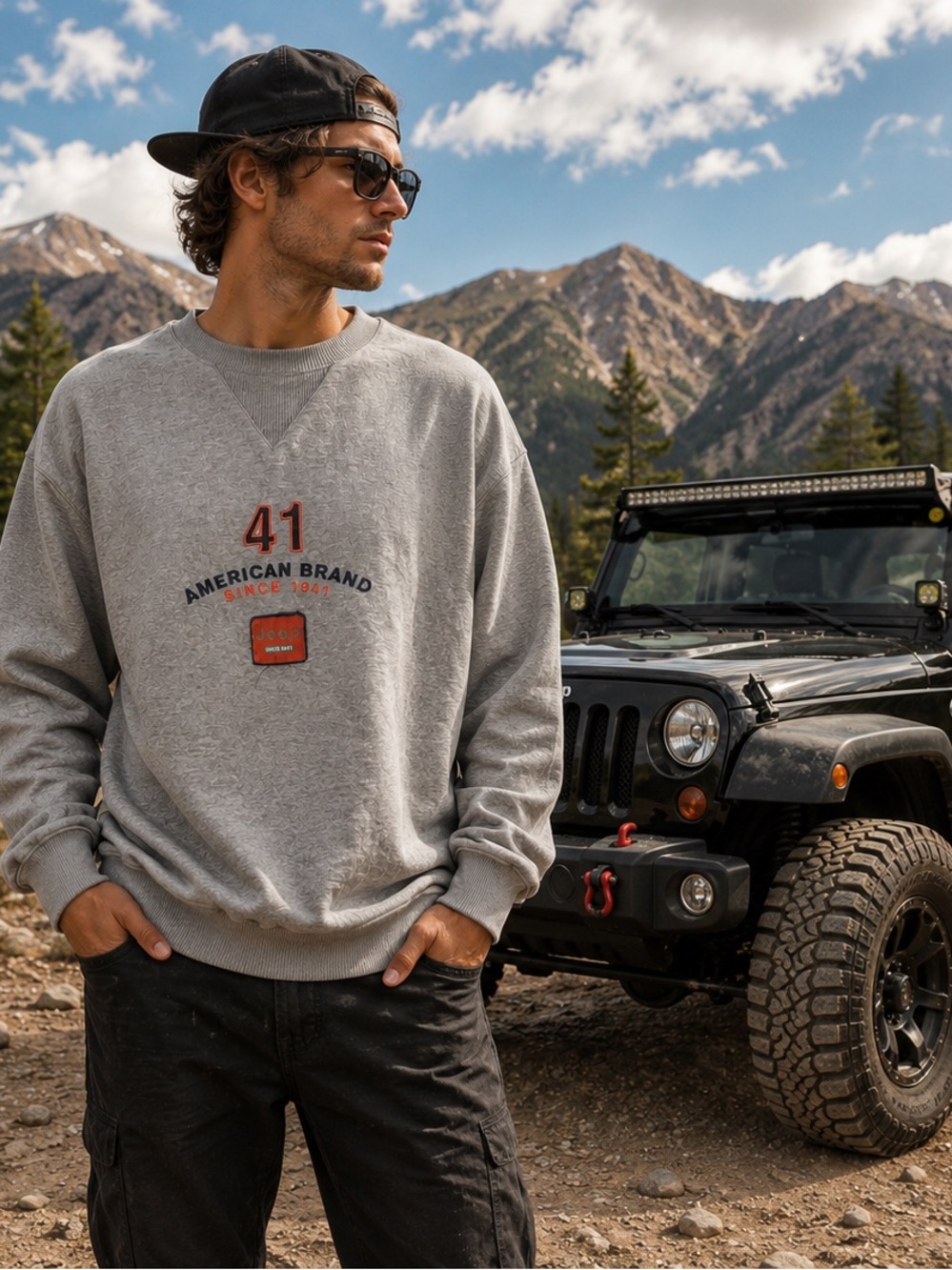 Jeep Men’s Gray Crewneck Sweatshirt Size XL – Very Good Condition